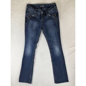 Silver Jeans Womens 27x33 Blue Suki Mid Slim Bootcut Western Studded Pockets Y2K